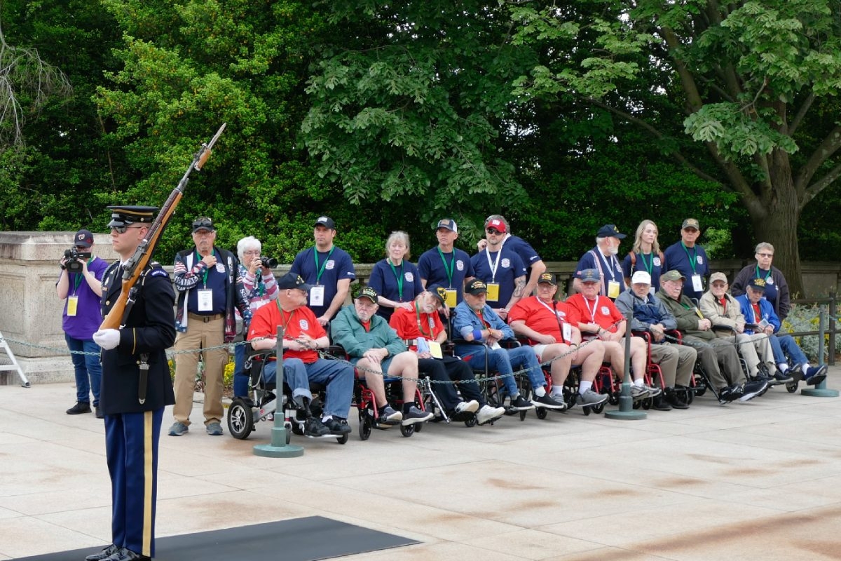 Veterans and Guardians watching the changing of the guard at the Tomb of the Unknown Soldier